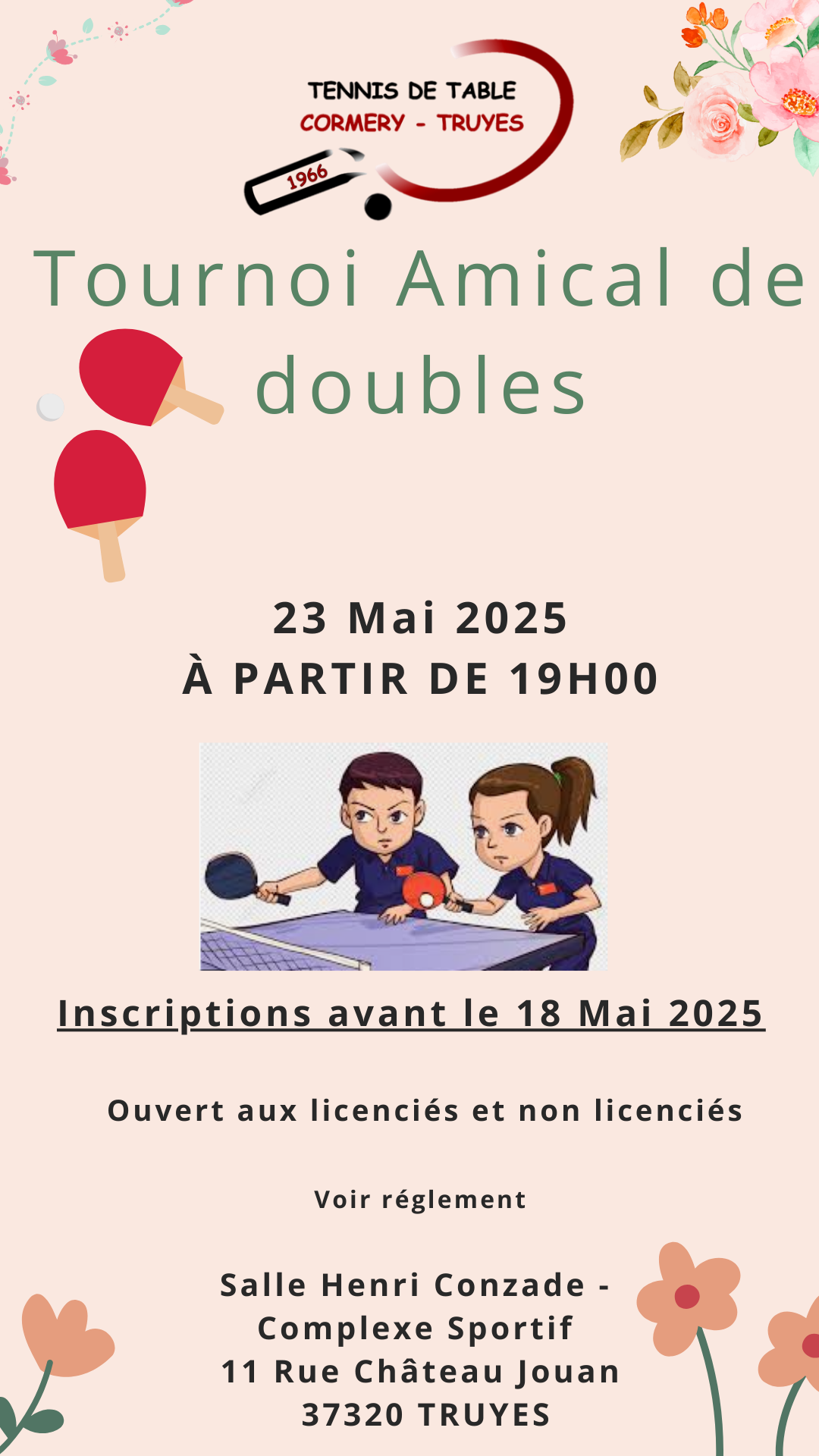Affiche tournoi amical doubles 2025